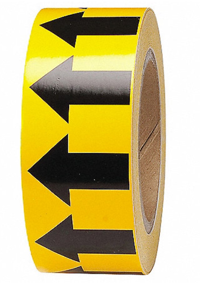 91420 CINTA DE FLECHAS BRADY AMARILLO/NEGRO 2" X 20 MTS