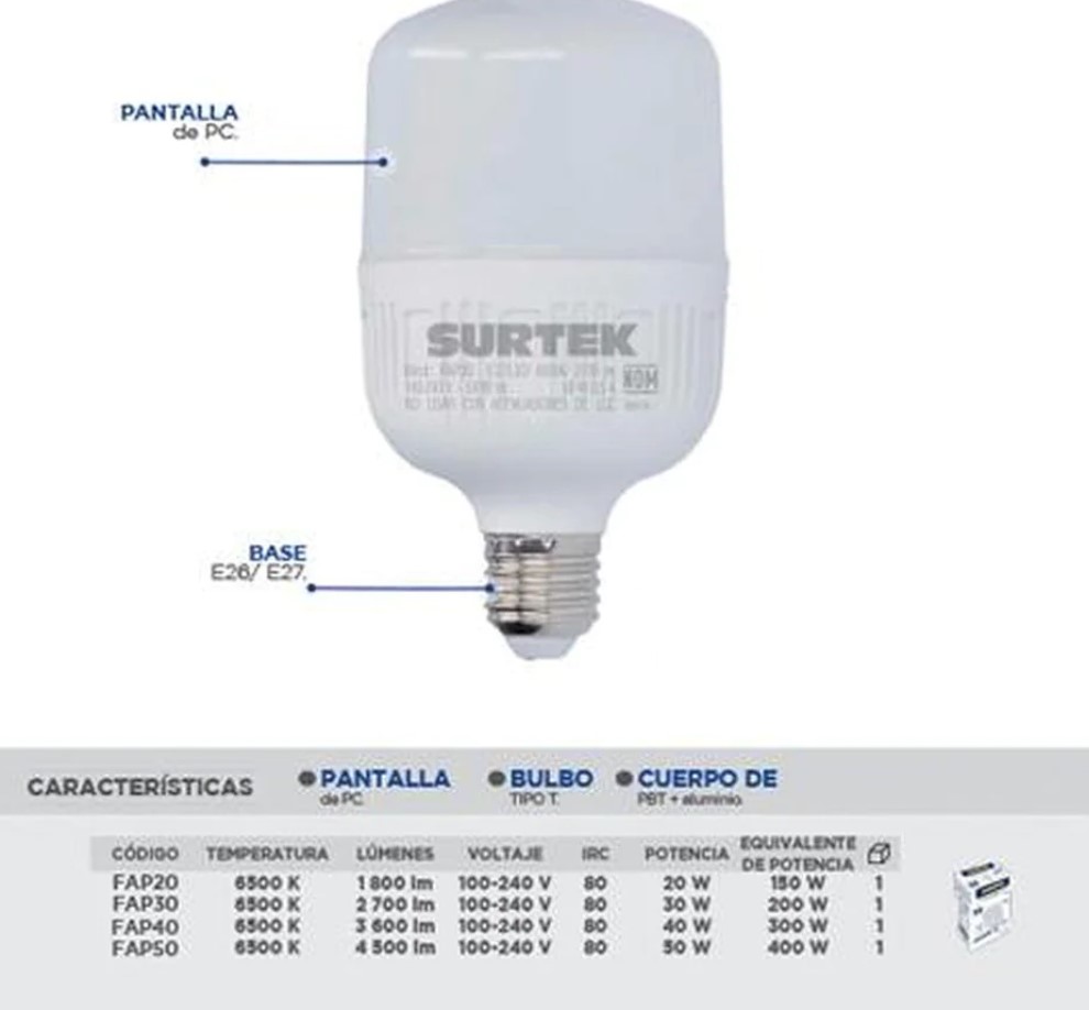 FAP40 Foco LED alt pot 40W Surtek