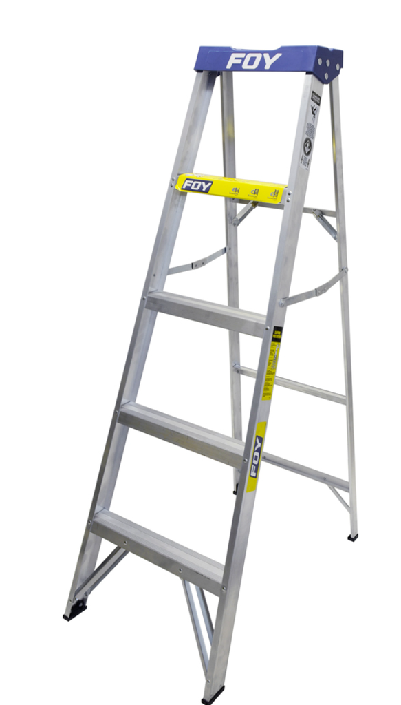 ETF4 Escalera de tijera tipo 4 peldaños  de aluminio y tapa plástica con 4 peldaños Foy