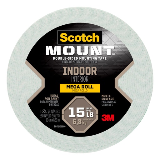 [CINTA19X18MT]  CINTA DOBLE CARA PARA MONTAJE INTERIORES, 19 MM X 8.89 M