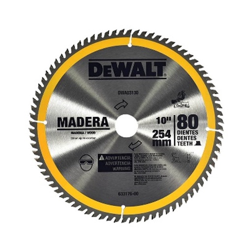 [1DW-DW03130] 1DW-DW03130 DW03130 DISCO SIERRA 10"X30MMX80DIENTES P/MADERA DEWALT             