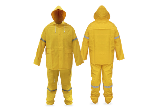 [FEDZ1002] IMPERMEABLE AMARILLO 2 PZS (CHAM Y PANT) C/REFLEJANTE GRANDE