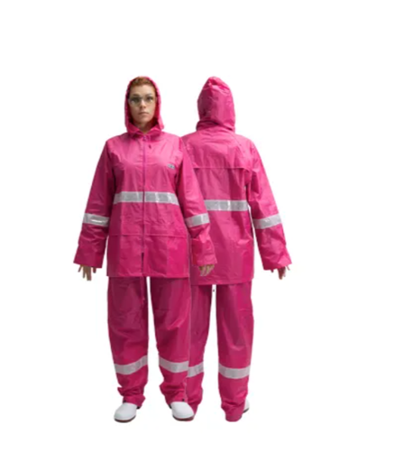 [FEDZ1005] IMPERMEABLE ROSA TALLA CHICA CAMISA Y PANTALON  C/REFLEJANTE