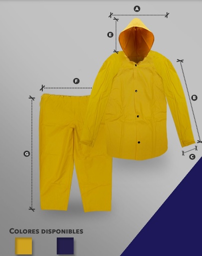 [FEDZ1009] IMPERMEABLE AZUL 2 PIEZAS SIN REFLEJANTE NACIONAL  TALLA MEDIANA
