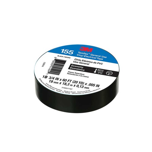 [119-155-19-18M] 119-155-19-18M CINTA AISLANTE 19MM X 18M NEGRA TEMFLEX 155 3M UU009442573