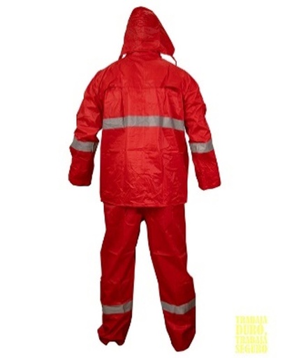 [FEDZ1005] IMPERMEABLE  ROJO c/ Reflejante TALLA GRANDE