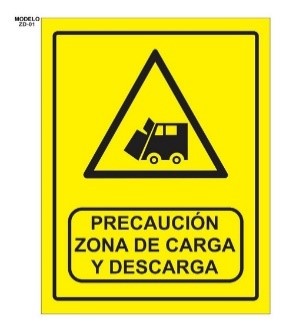 [FE-CARGA-36X28] FE-CARGA-36X28 SEÑAL BANDERA PRECAUCION ZONA DE DESCARGA 36X28 CM