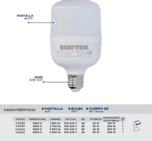 [FAP40] FAP40 Foco LED alt pot 40W Surtek